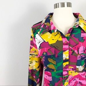 BCBG MaxAzria XL Snap Front Top Retro 70s style